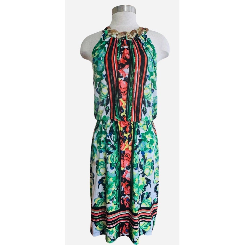 CB Established 1962 Wm 6  Spring/Summer Floral Sleeveless Halter Cocktail Dress